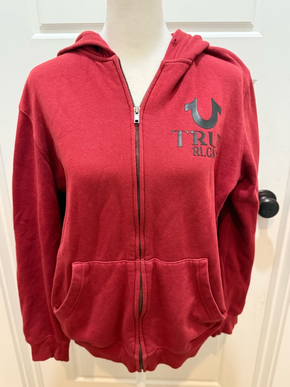 True Religion. Y2K full-Zip Red Hoodie. Size Small.